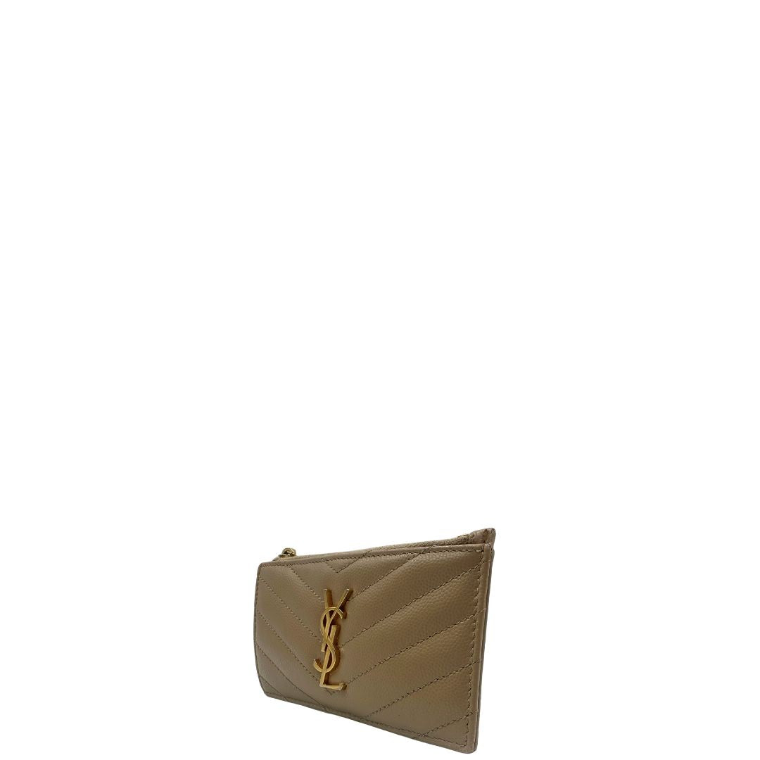 Portafoglio Saint Laurent in pelle matellassè beige