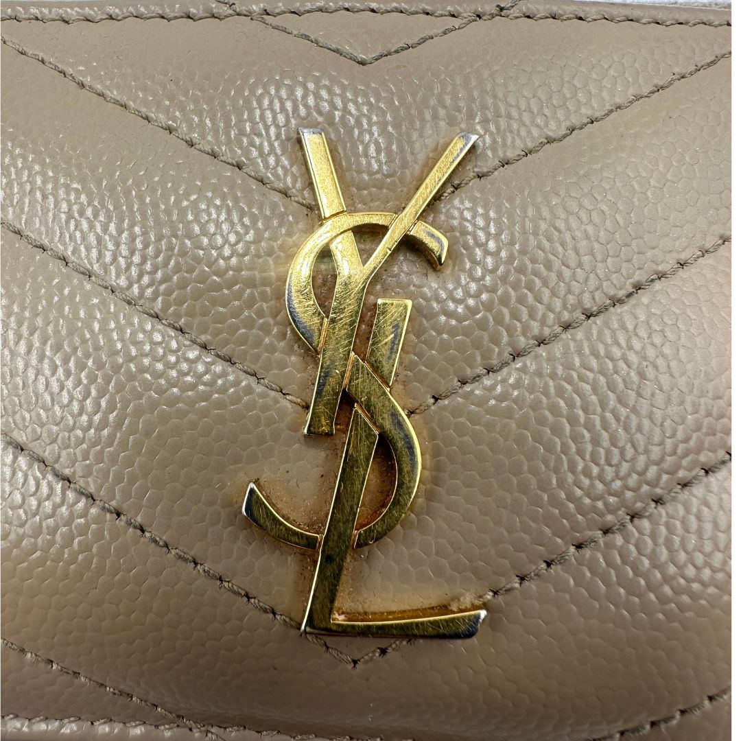 Portafoglio Saint Laurent in pelle matellassè beige