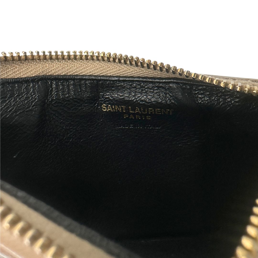 Portafoglio Saint Laurent in pelle matellassè beige