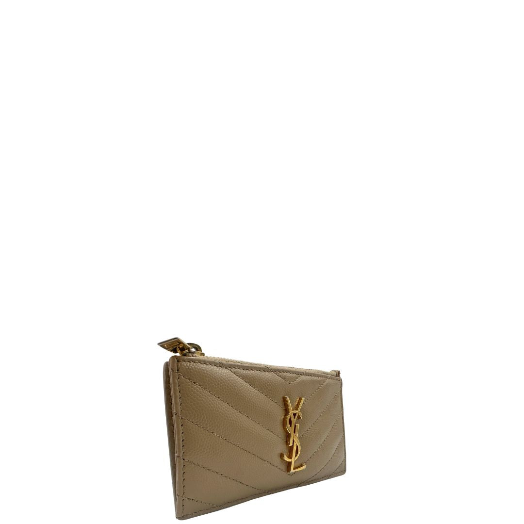Portafoglio Saint Laurent in pelle matellassè beige