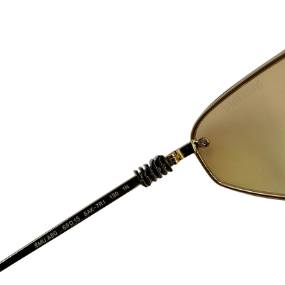 occhiali da sole Miu Miu in metallo dorato con lenti gialle