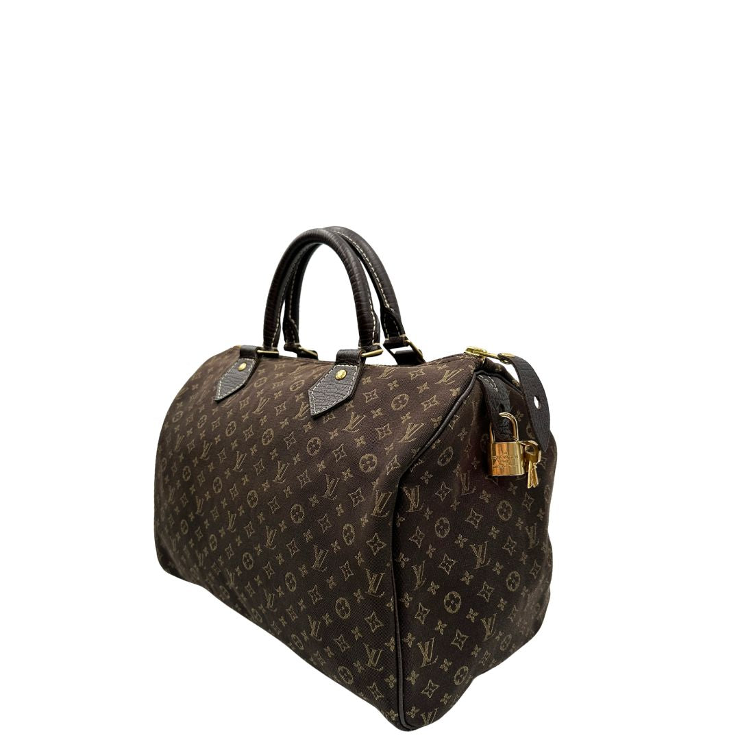 lato Bauletto Speedy 30 LV in tessuto con monogram mini lin 