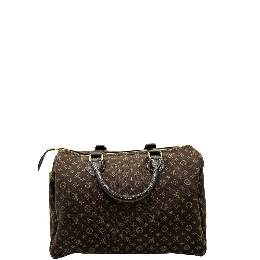 retro Bauletto Speedy 30 LV in tessuto con monogram mini lin 