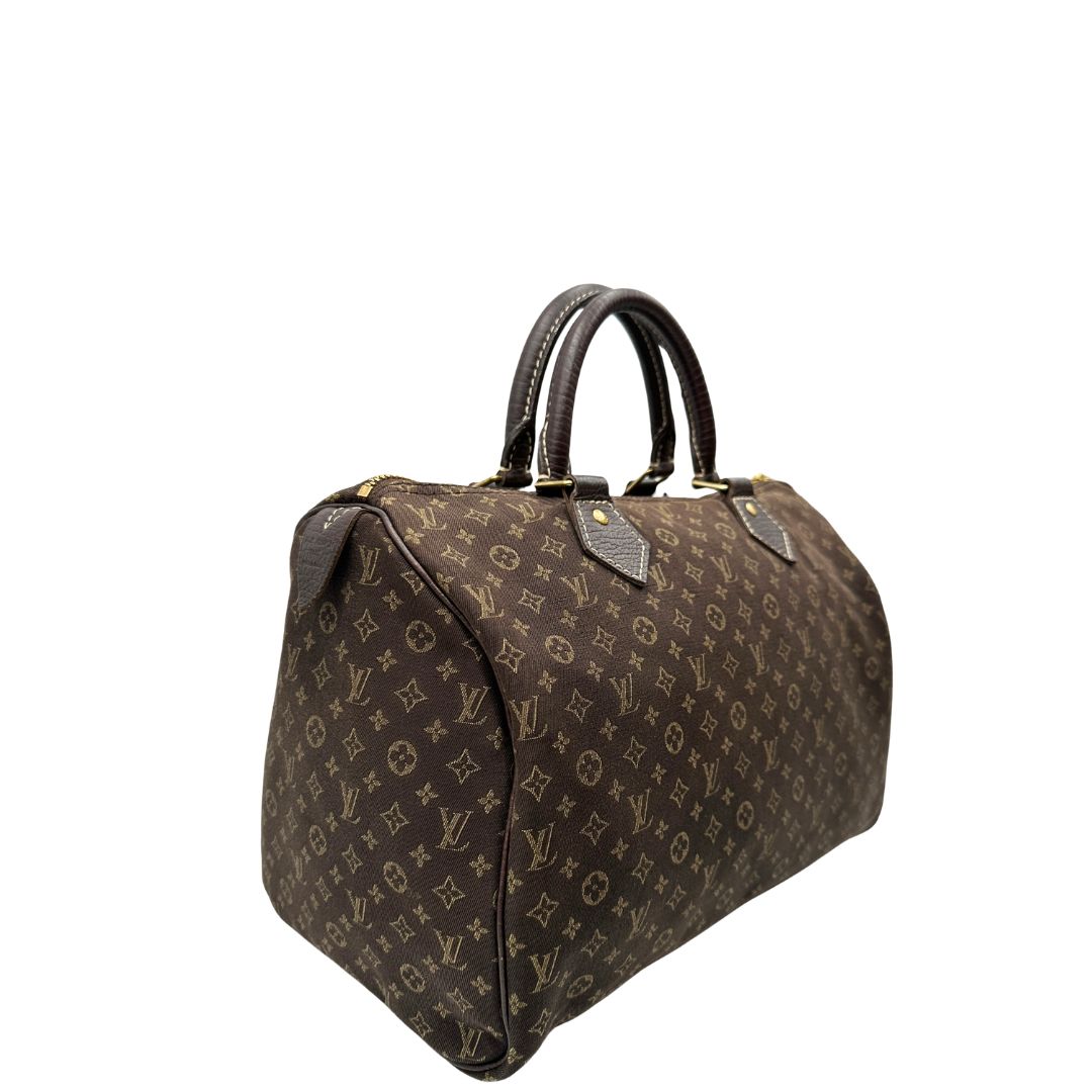 lato Bauletto Speedy 30 LV in tessuto con monogram mini lin 