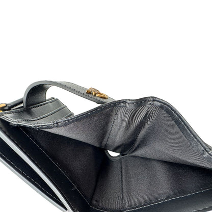 Portafoglio Pinko in pelle nera con hardware dorato, di lusso, eccellenti condizioni