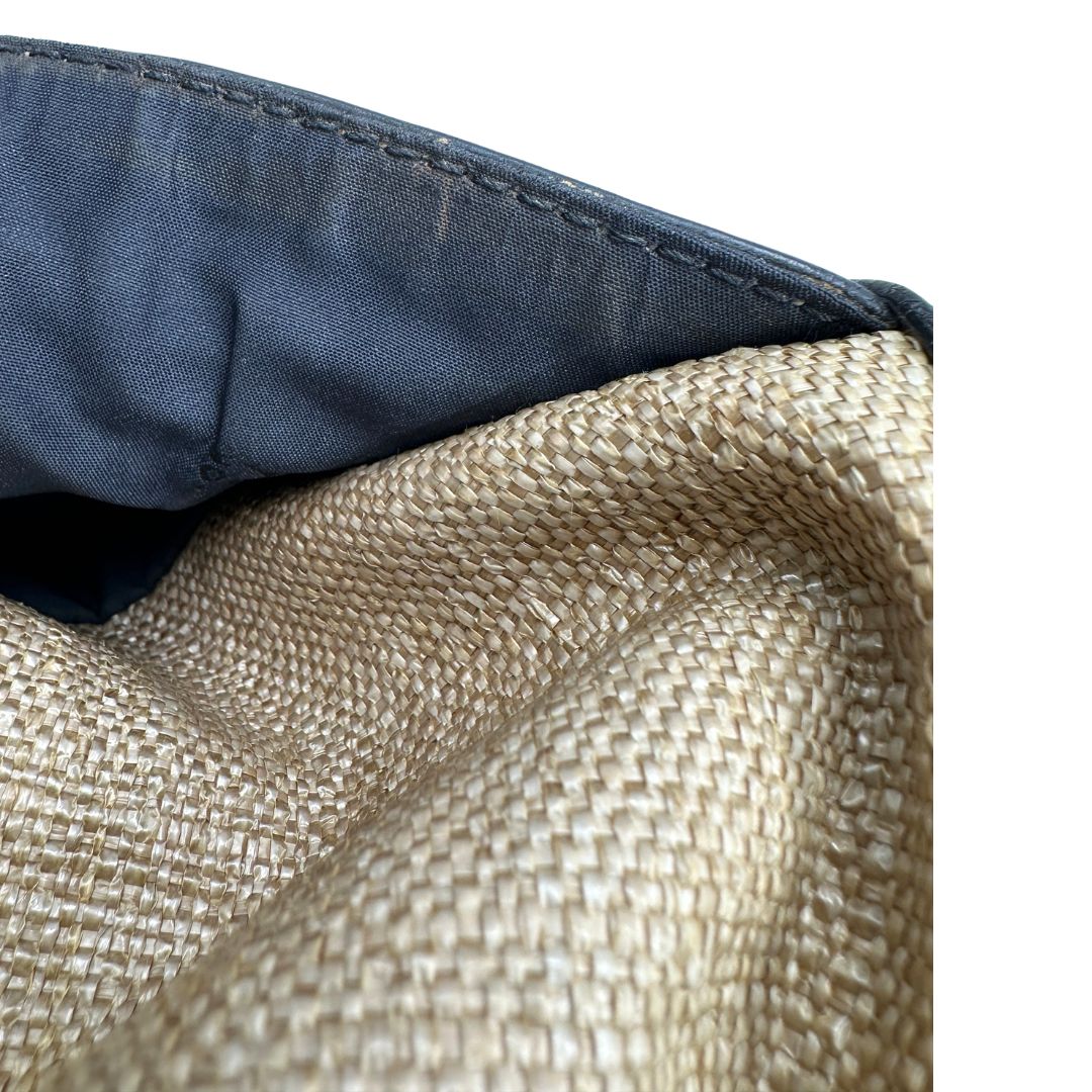 interno  Tote Hogan in rafia con finiture in pelle marroni 