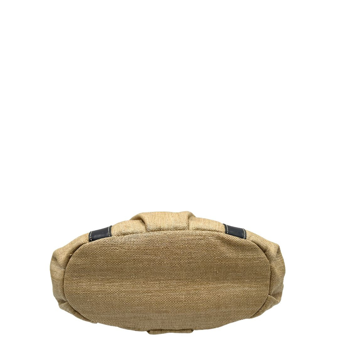 base  Tote Hogan in rafia con finiture in pelle marroni
