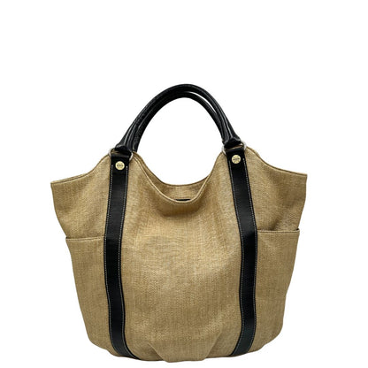 retro  Tote Hogan in rafia con finiture in pelle marroni 