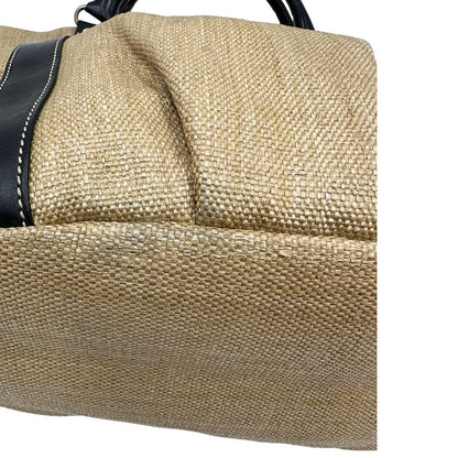 base  Tote Hogan in rafia con finiture in pelle marroni 