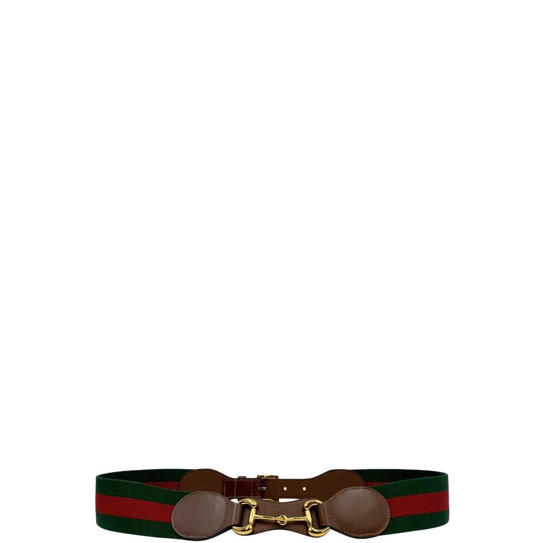 Cintura Gucci in tessuto Web verde e rosso
