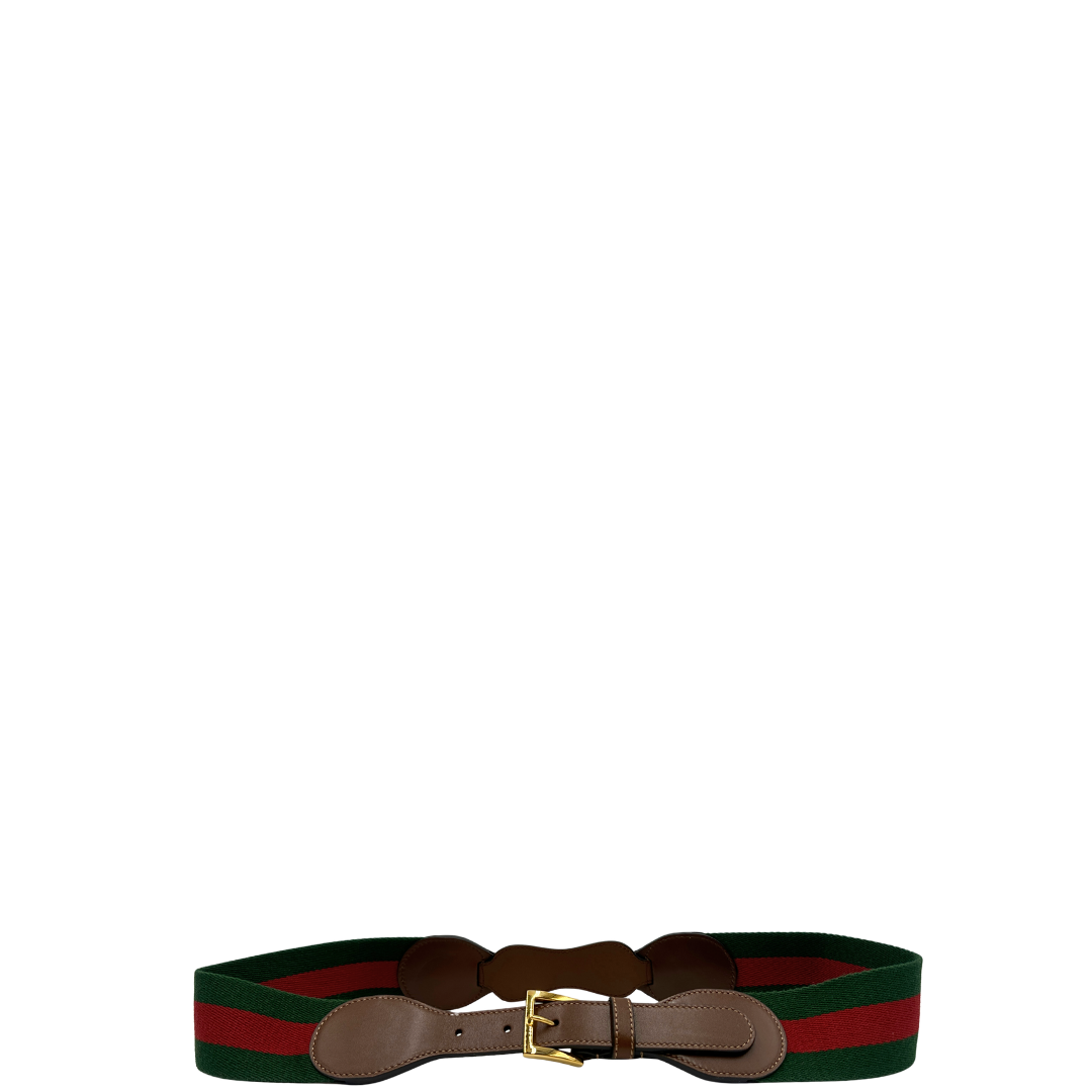 Cintura Gucci in tessuto Web verde e rosso