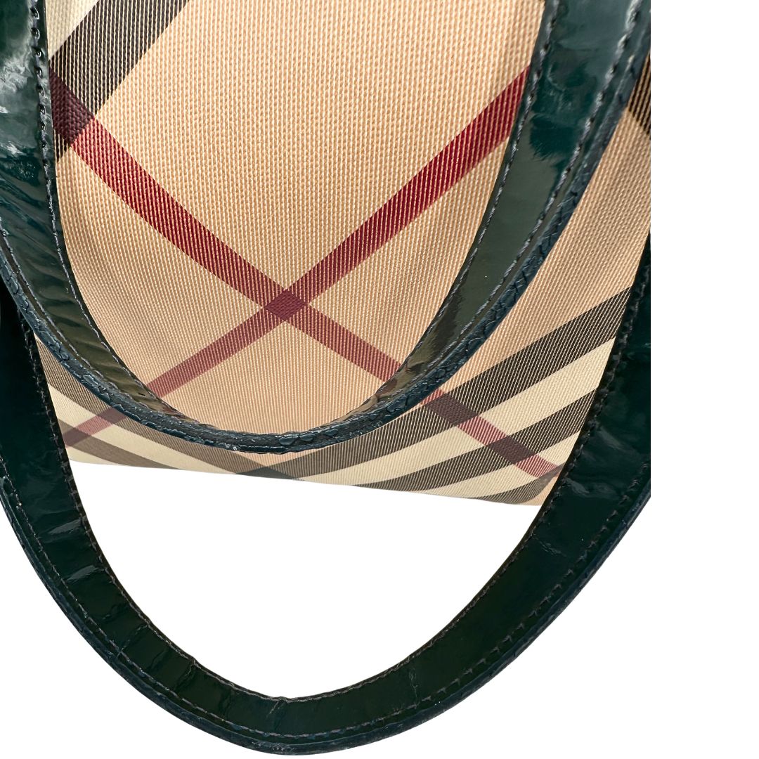 manico  Borsa Burberry in canvas trama tartan