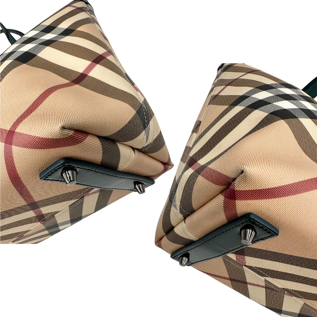 angoli Borsa Burberry in canvas trama tartan