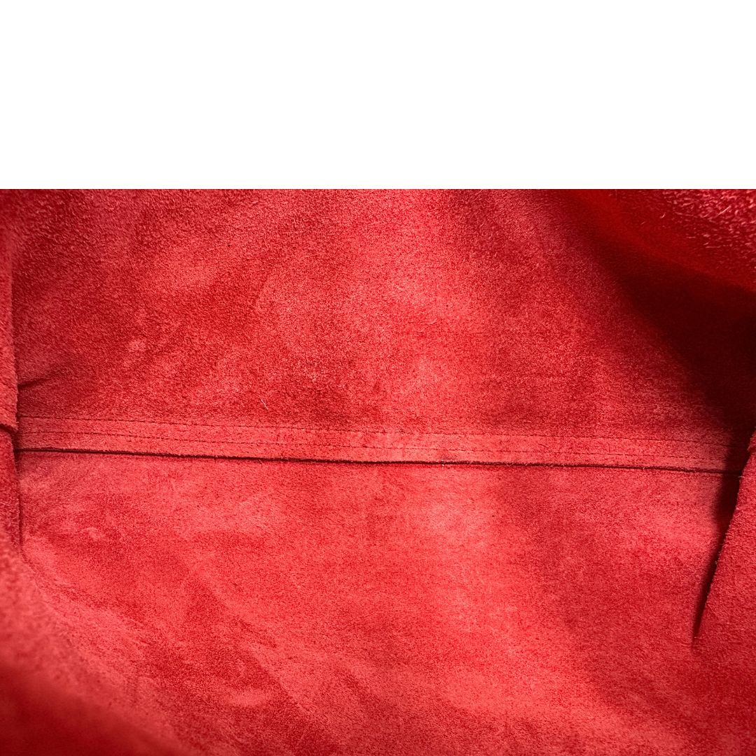Borsa Gucci mezzaluna in pelle martellata rossa, di lusso, originale, usata