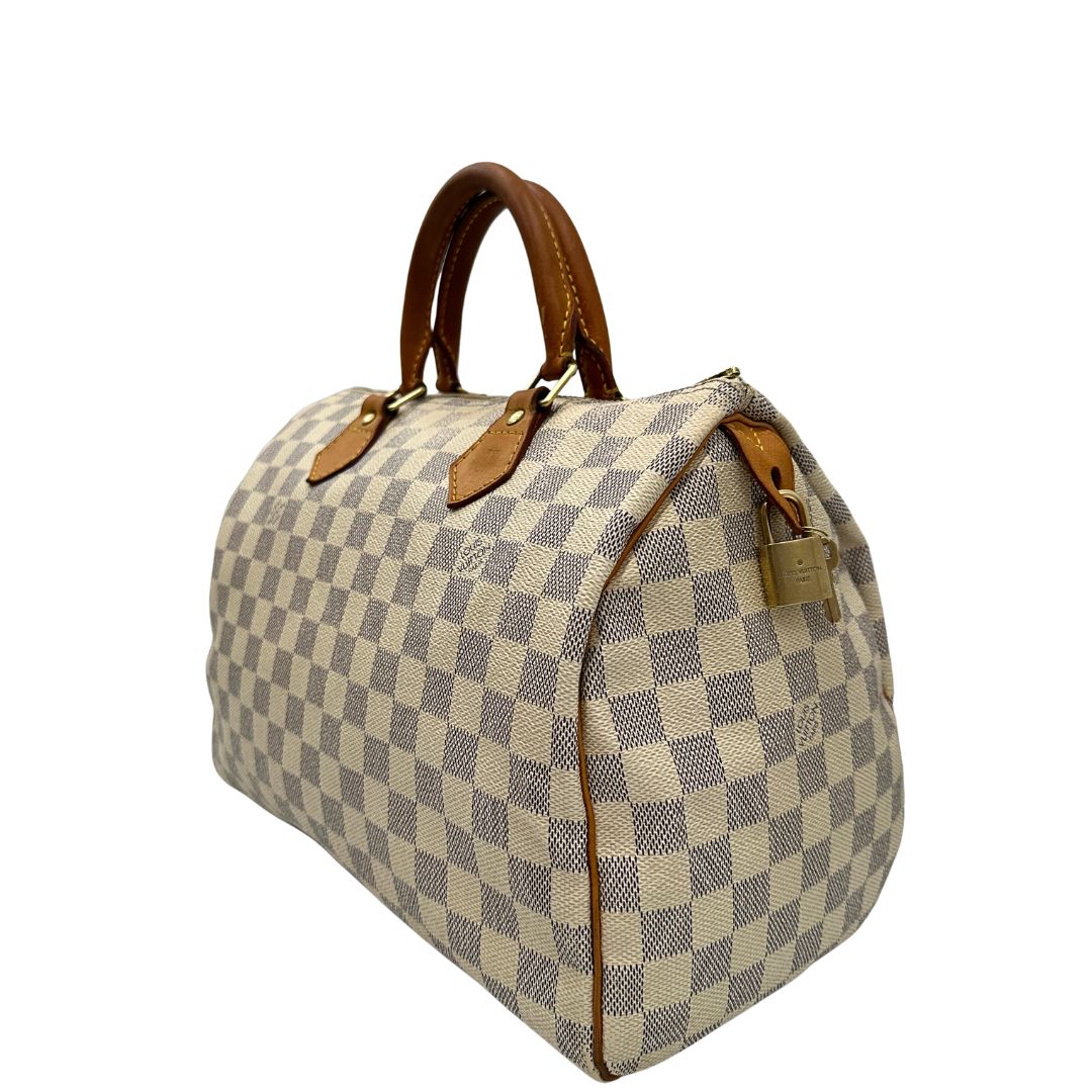 lato Speedy Louis Vuitton in canvas damier azur  