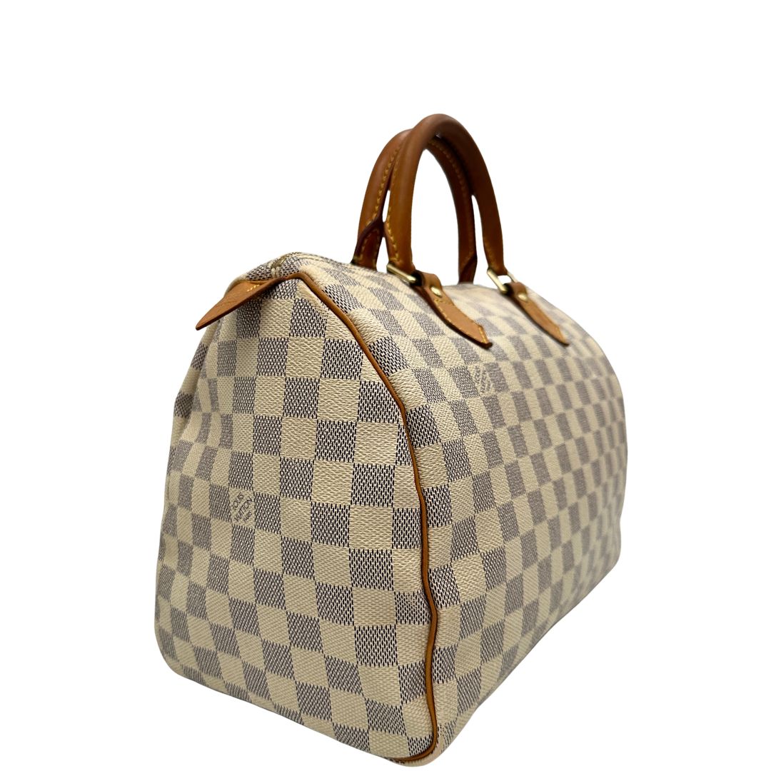 lato Speedy Louis Vuitton in canvas damier azur 