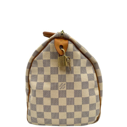 lato Speedy Louis Vuitton in canvas damier azur 