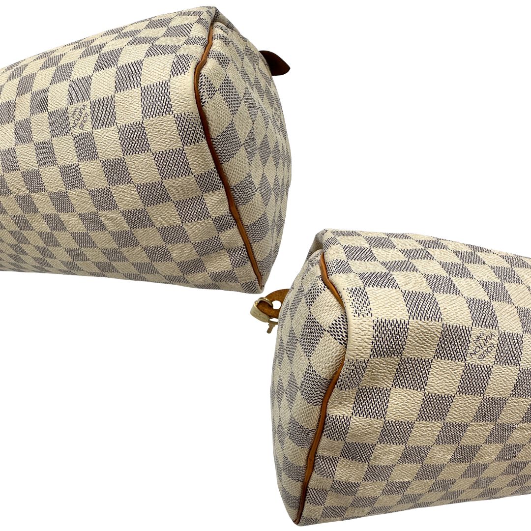 angoli Speedy Louis Vuitton in canvas damier azur 