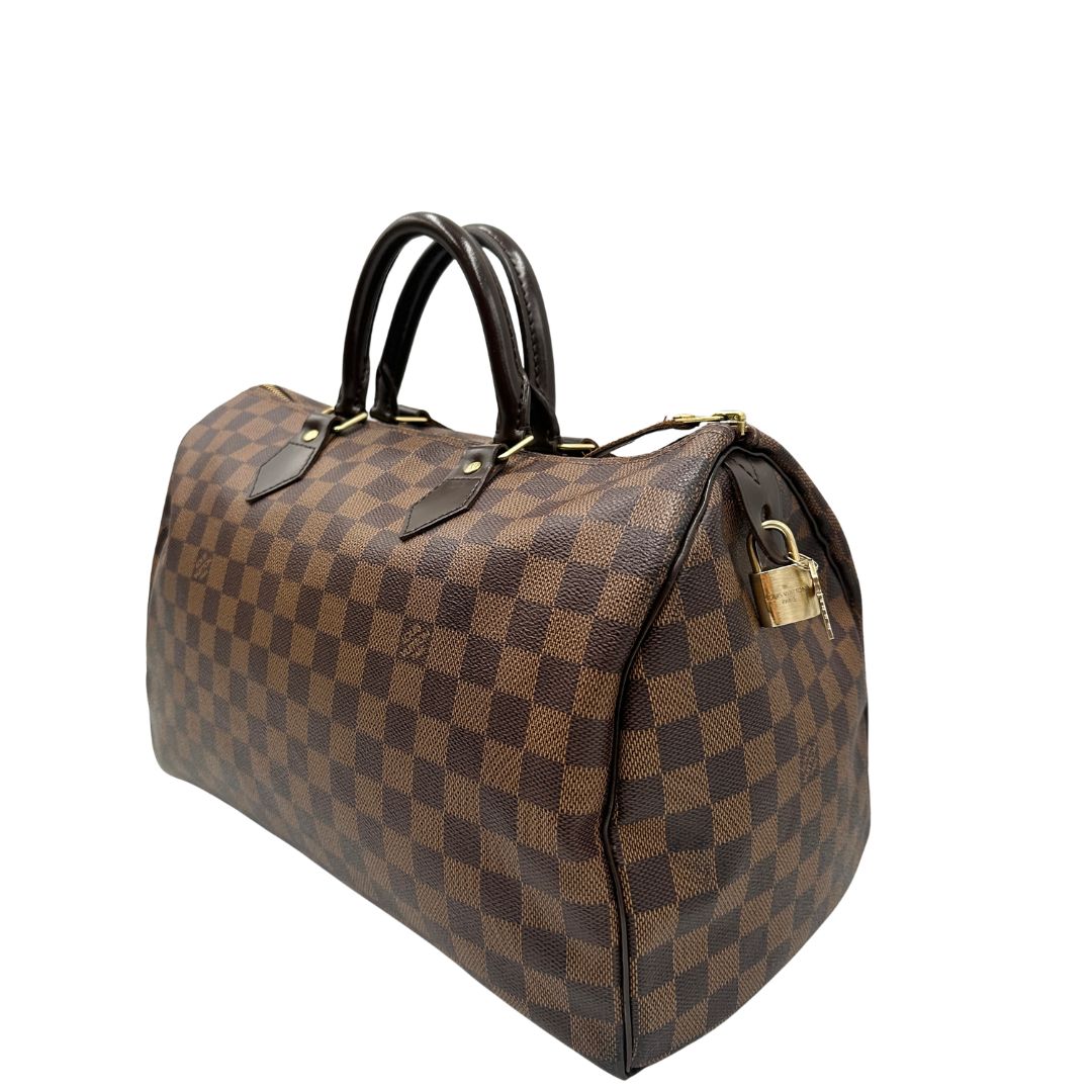 lato  Bauletto Speedy 35 LV in canvas Damier Ébène  