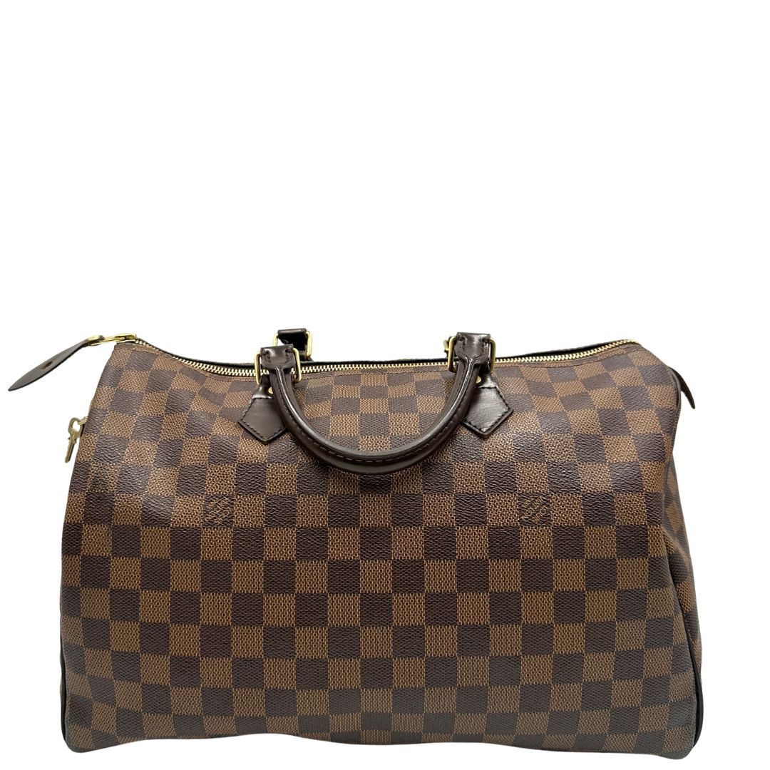 retro  Bauletto Speedy 35 LV in canvas Damier Ébène  