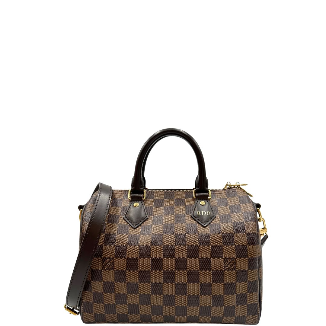 Speedy 25 Bandoulière Damier Ébène Louis Vuitton personalizzato