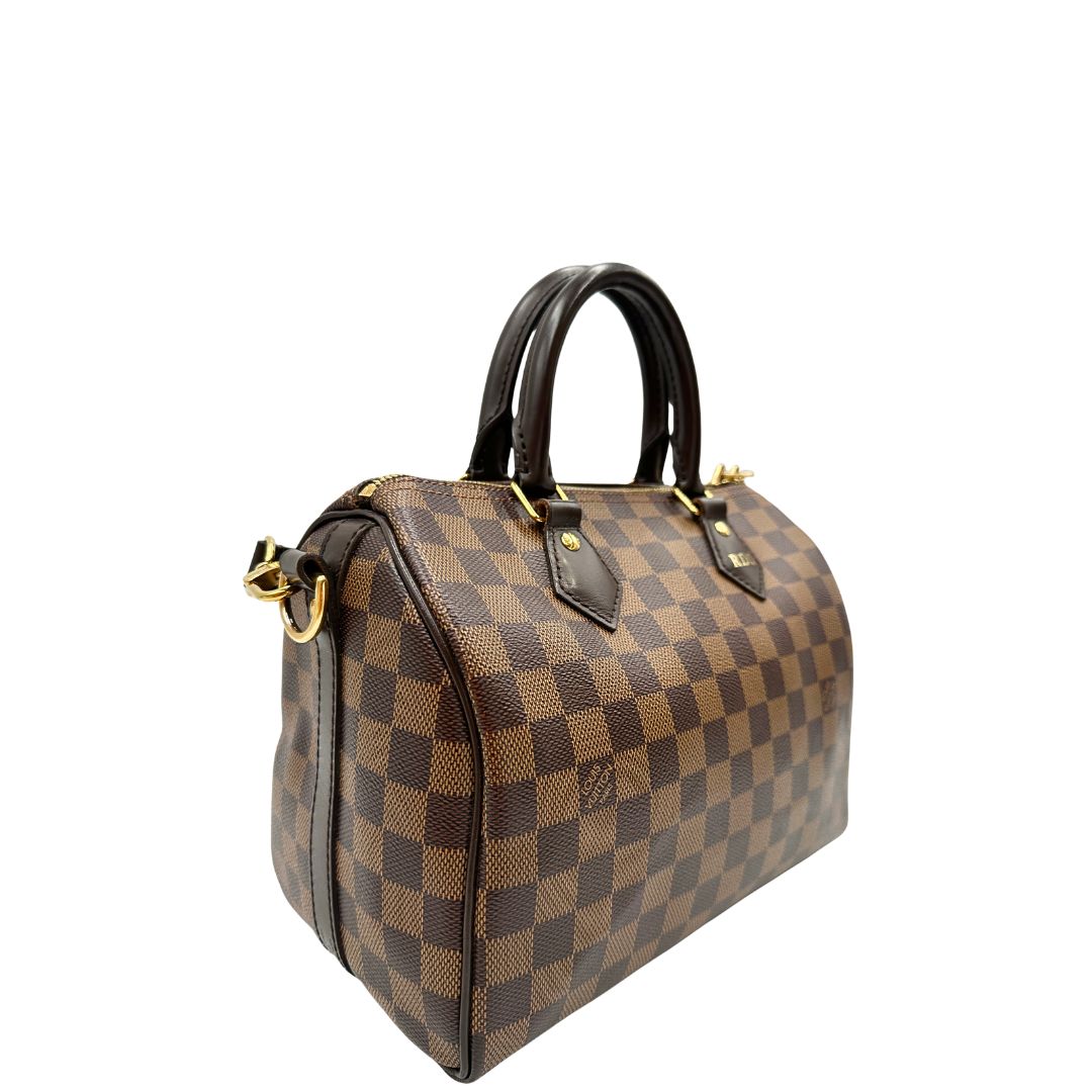 Speedy 25 Bandoulière Damier Ébène Louis Vuitton personalizzato