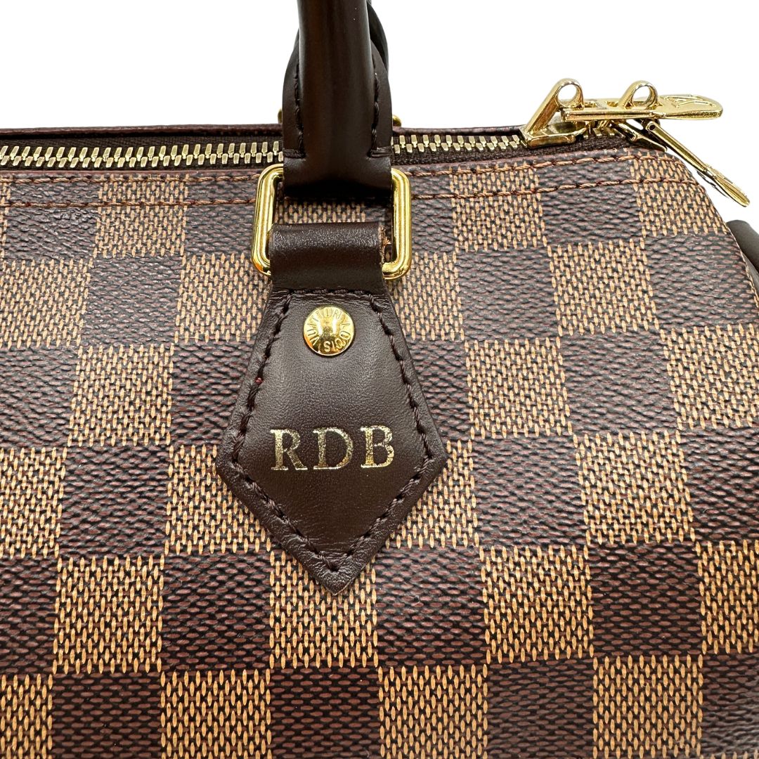 Speedy 25 Bandoulière Damier Ébène Louis Vuitton personalizzato