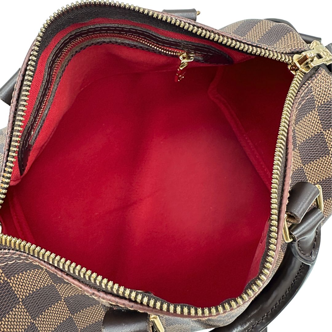 Speedy 25 Bandoulière Damier Ébène Louis Vuitton personalizzato