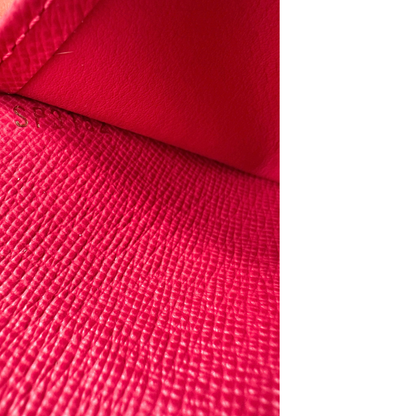 Codice, Portafoglio Louis Vuitton in tela Monogram marrone personalizzato con strisce verticali fucsia e bianco e le iniziali LS. Originale, usato, di lusso, in ottime condizioni.