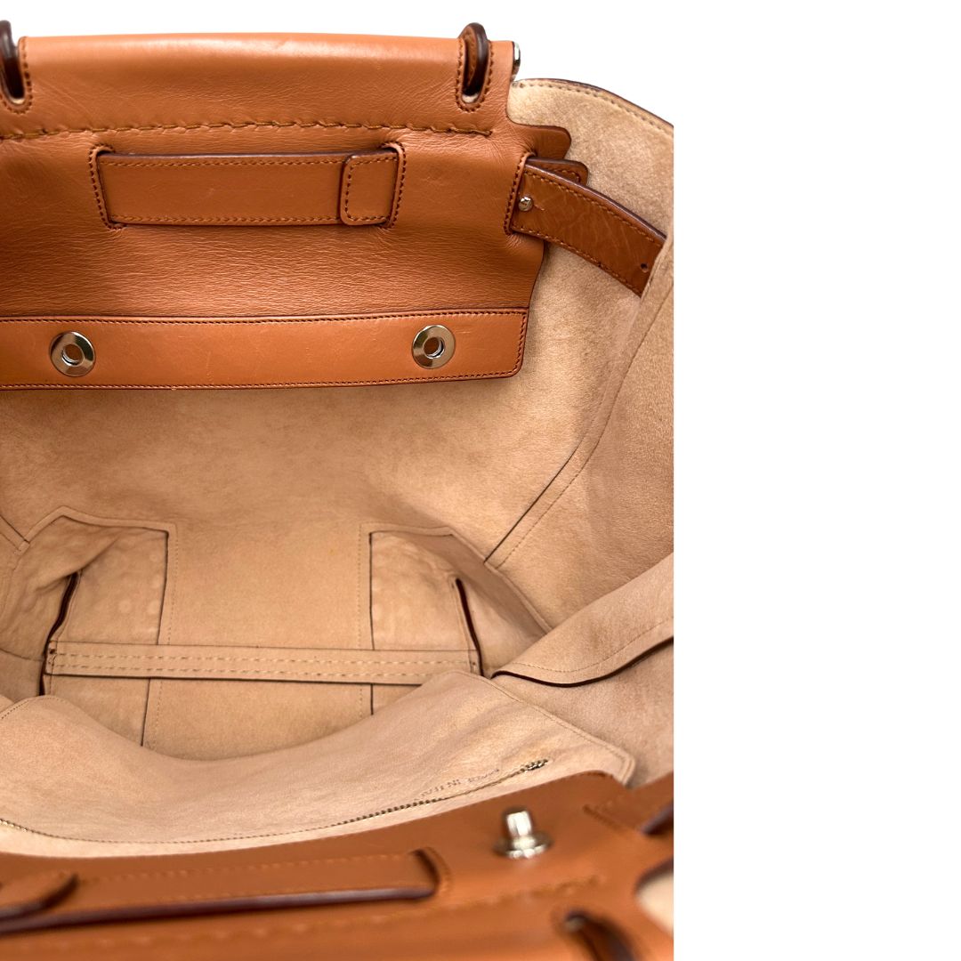 interno Borsa Tod's Wave in pelle marrone cognac 