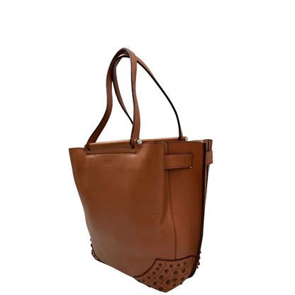 lato Borsa Tod's Wave in pelle marrone cognac 