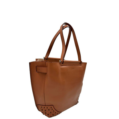 lato Borsa Tod's Wave in pelle marrone cognac 