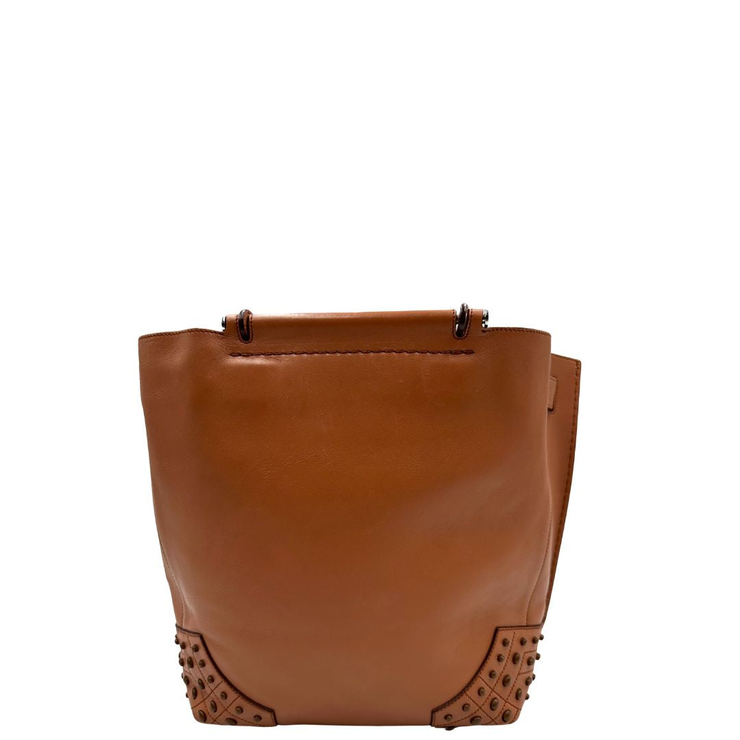 retro Borsa Tod's Wave in pelle marrone cognac 