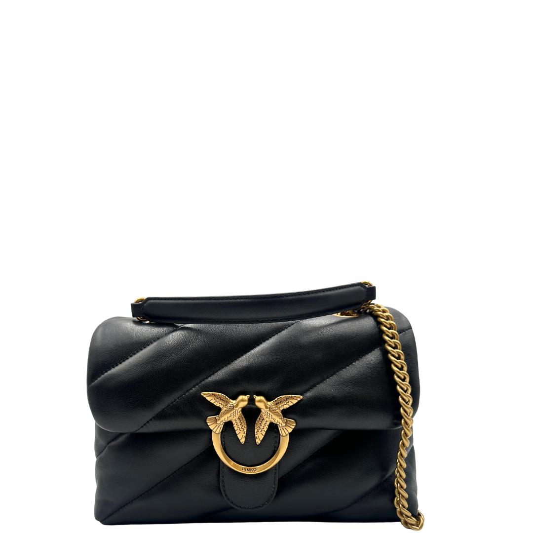 front Borsa Pinko nella versione media in morbida nappa nera 