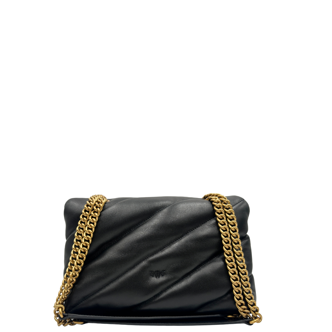 retro Borsa Pinko nella versione media in morbida nappa nera 
