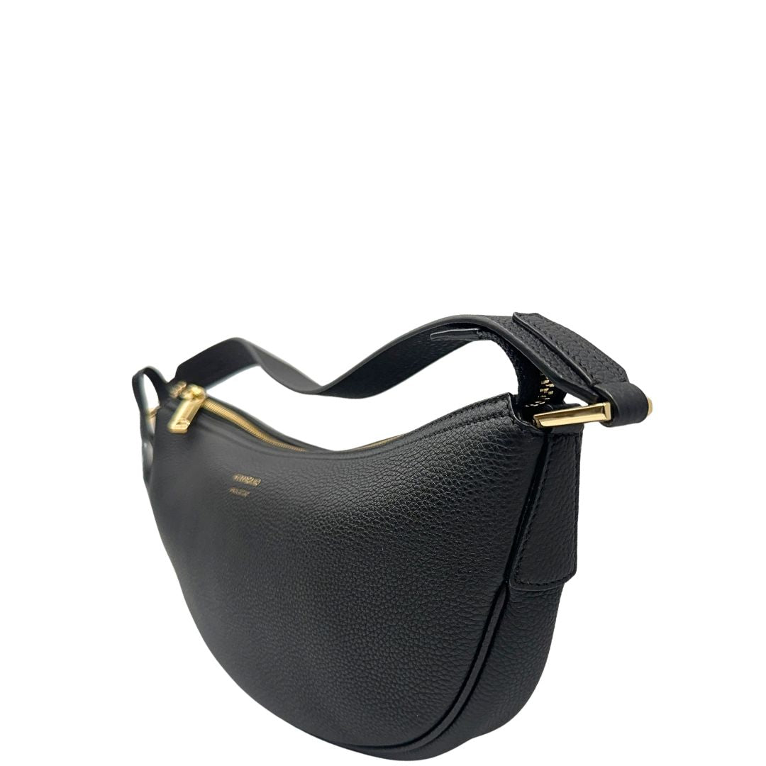 lato Borsa Salvatore Ferragamo in pelle nera con hardware dorato 