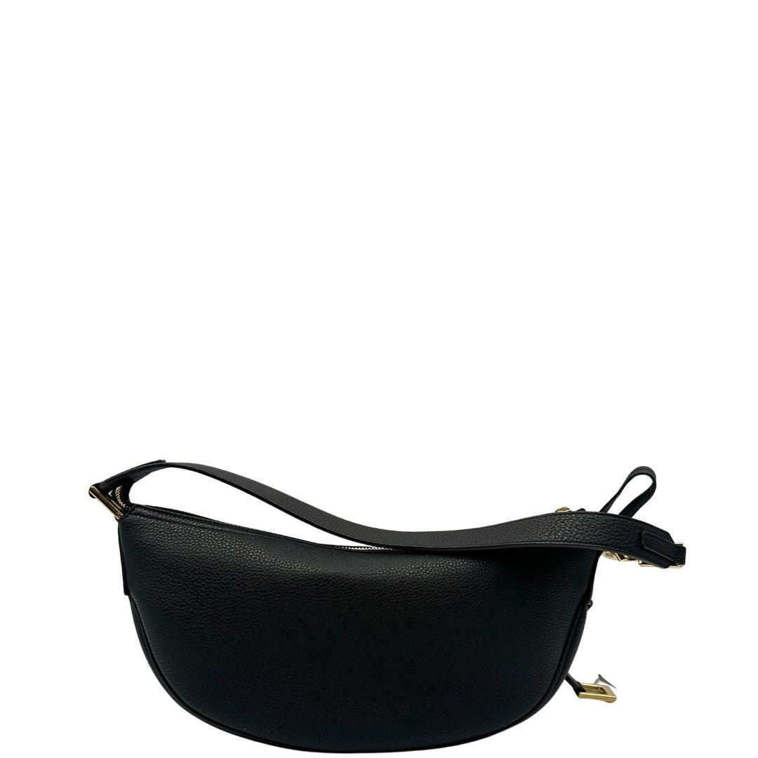 retro Borsa Salvatore Ferragamo in pelle nera con hardware dorato 