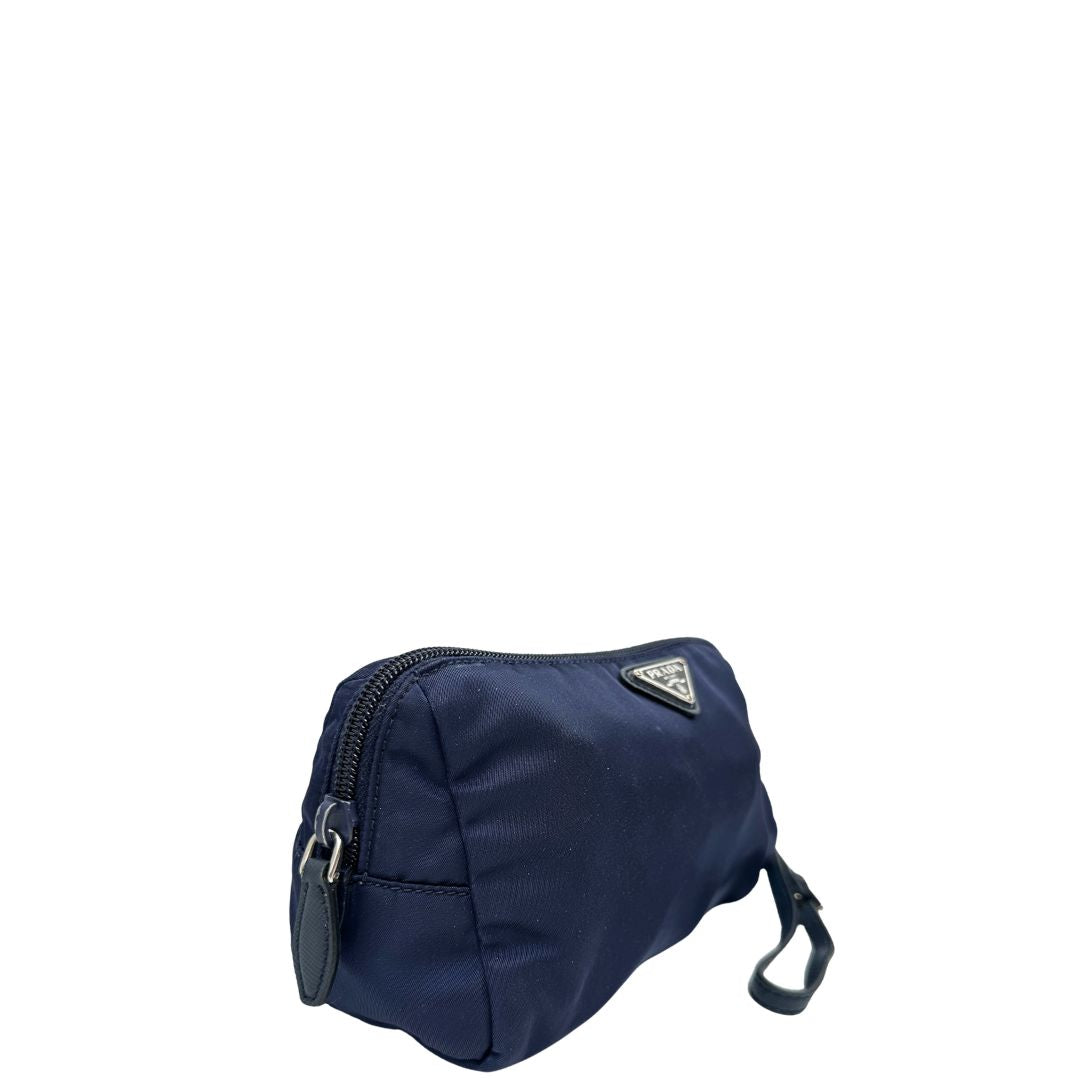lato Pouch Prada in nylon blu  