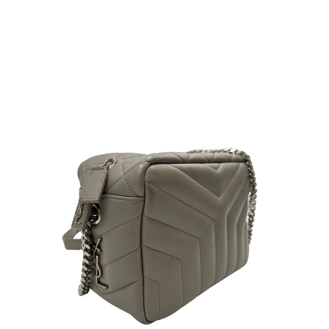 lato Borsa Saint Laurent in pelle grigia 