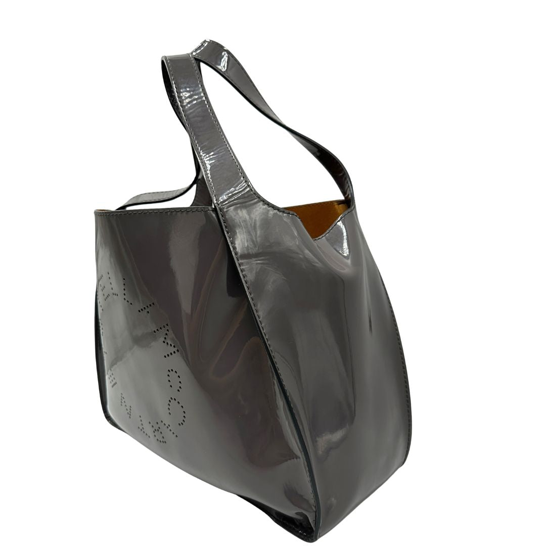 lato Borsa Stella McCartney in ecopelle verniciata grigia