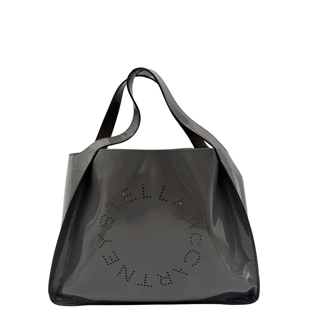 front Borsa Stella McCartney in ecopelle verniciata grigia 