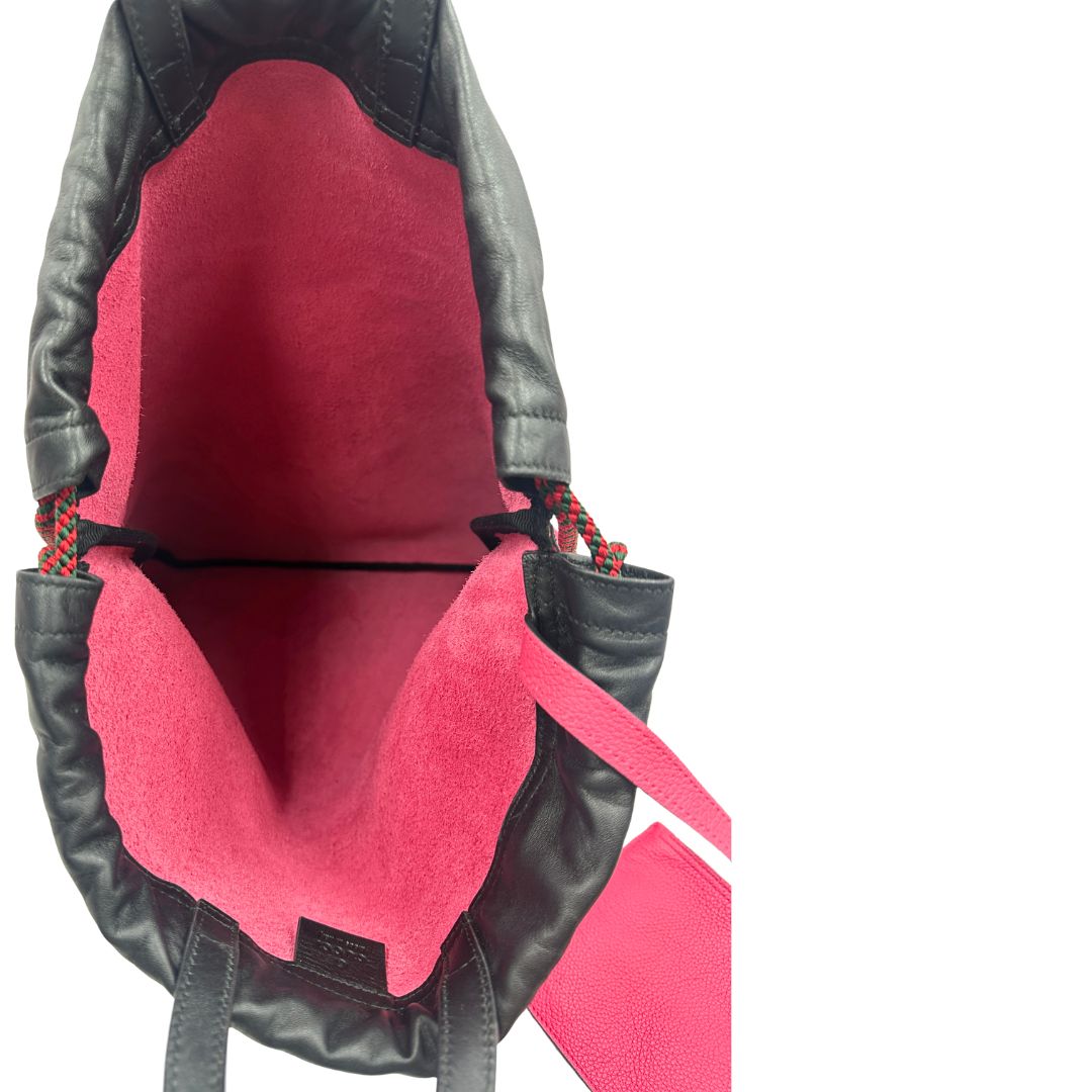 Gucci Print Leather Drawstring Backpack