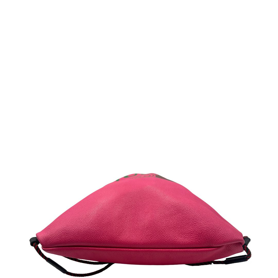 Gucci Print Leather Drawstring Backpack