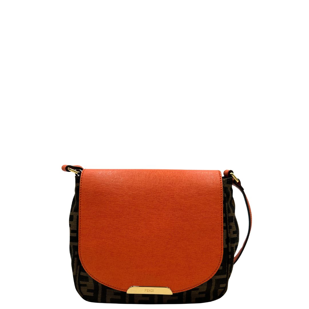 Messenger media Fendi Zucca in pelle arancione