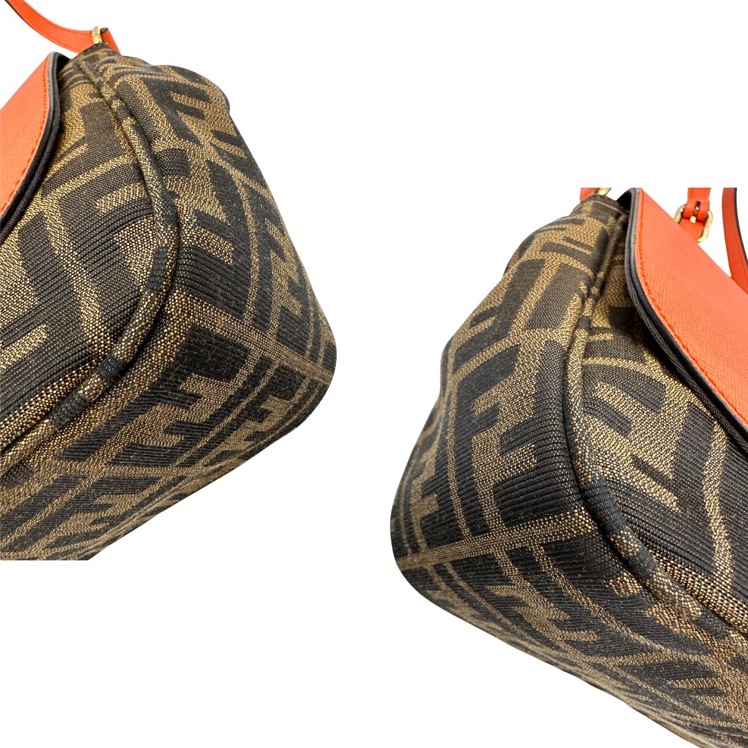 Messenger media Fendi Zucca in pelle arancione