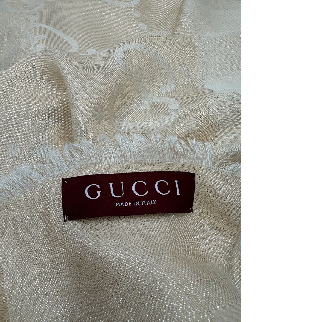 Stola Gucci GG in seta beige