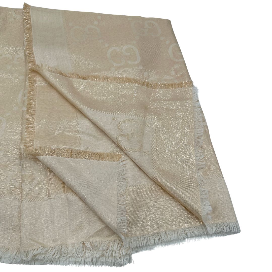 Stola Gucci GG in seta beige