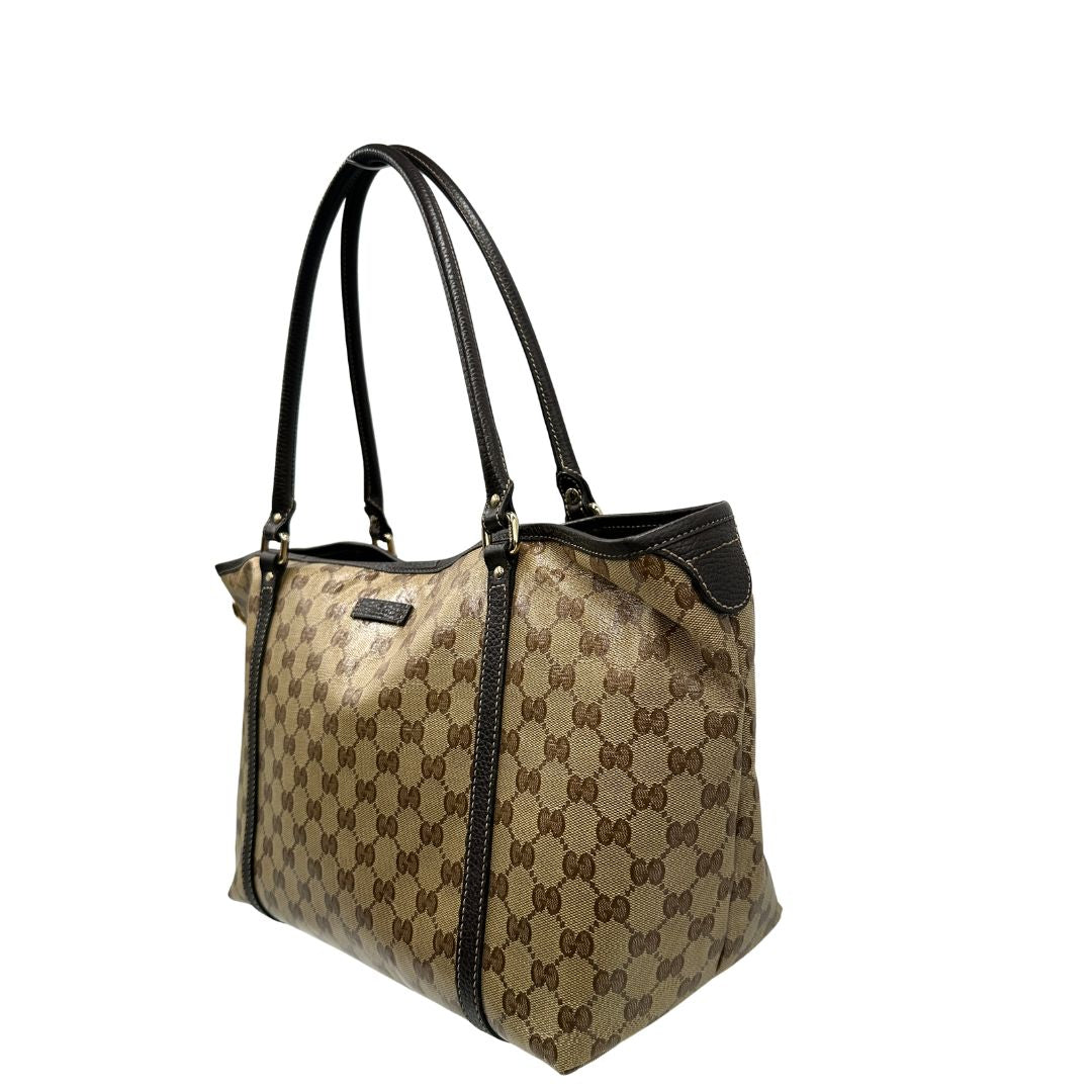 Shopper Gucci Crystal in canvas beige