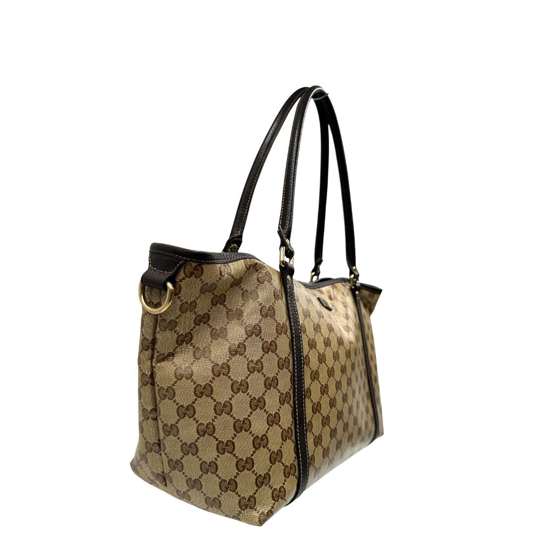 Shopper Gucci Crystal in canvas beige