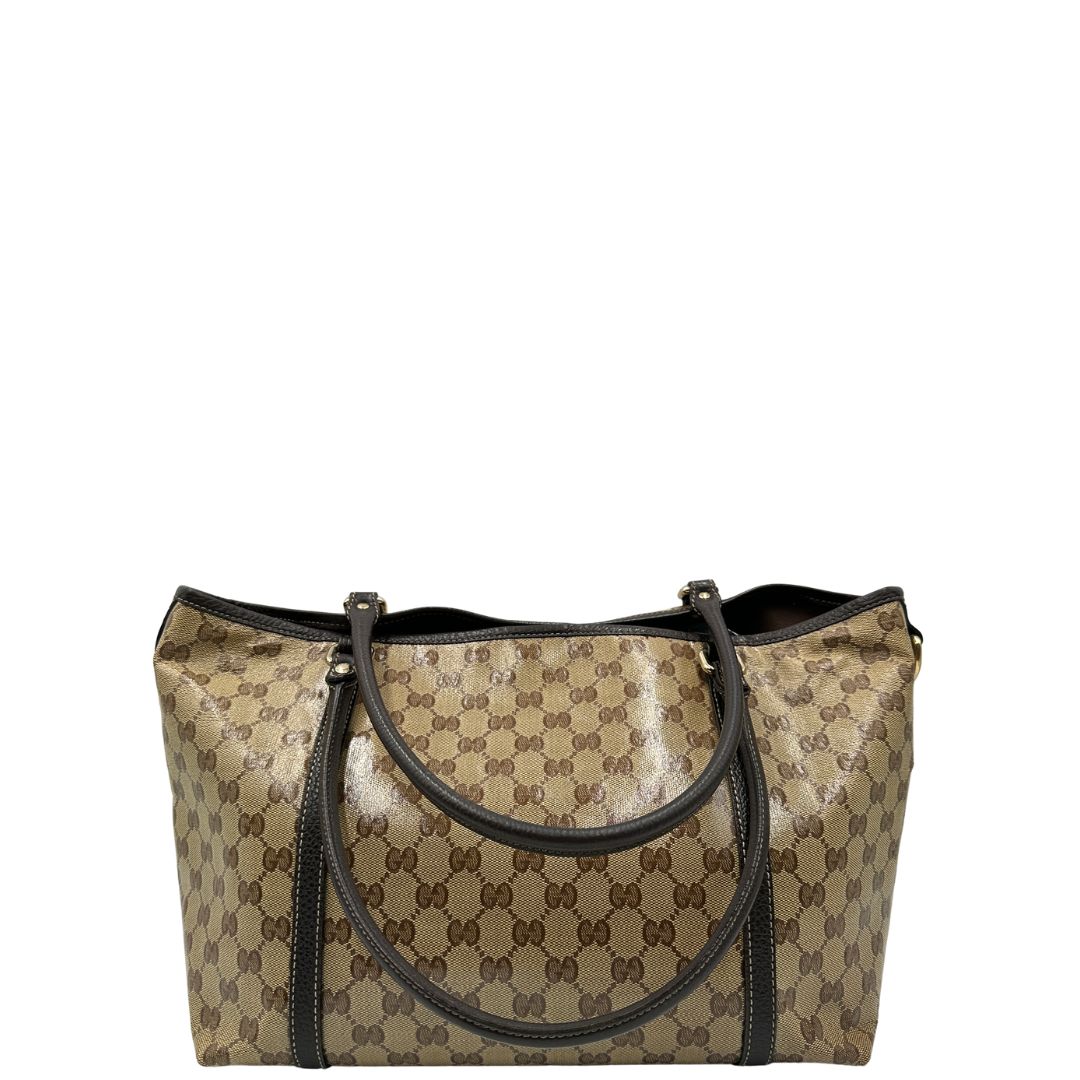 Shopper Gucci Crystal in canvas beige